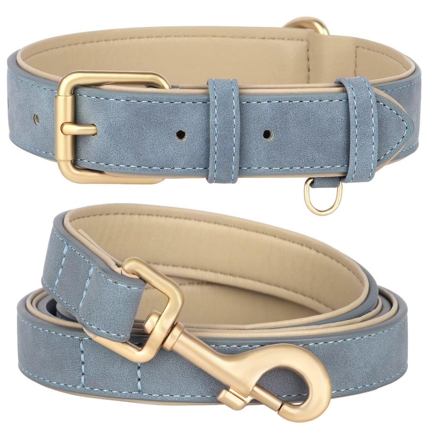 Beirui Leather Dog Collar and Leash