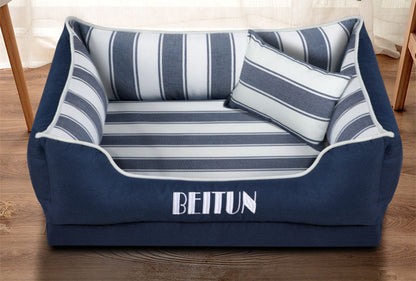 Washable Stripe Print Dog Bed