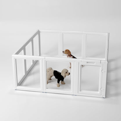 LoveTail Dog Fence Pet Playpen Clear Dog Playpen Easy to Install and Remove Dog Playpen and Kennel Playpen Suitable for Dogs CatsRabbit pet playpen (White 30.3" H 10 Panel)