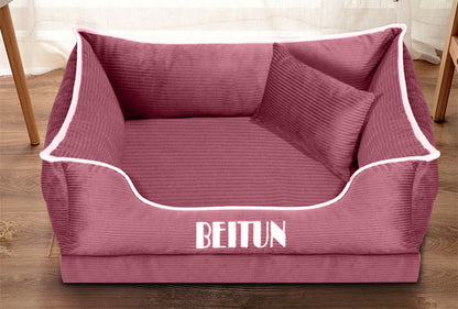 Washable Stripe Print Dog Bed