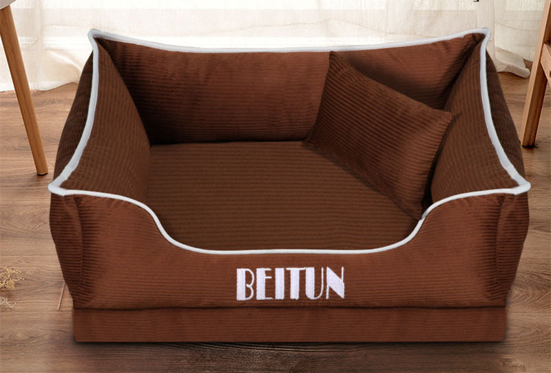 Washable Stripe Print Dog Bed