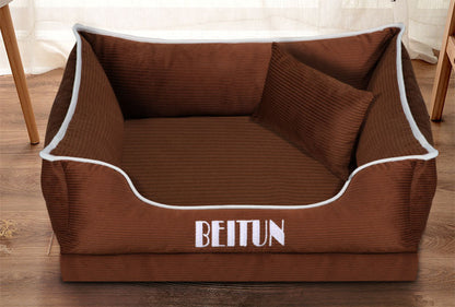 Washable Stripe Print Dog Bed