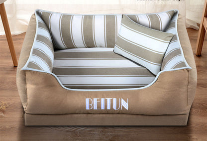 Washable Stripe Print Dog Bed