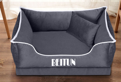 Washable Stripe Print Dog Bed